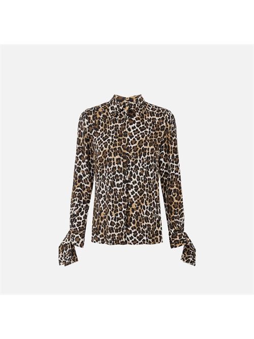 Camicia in georgette animalier con polsi a nastro ELISABETTA FRANCHI | CA09547E247E2B85